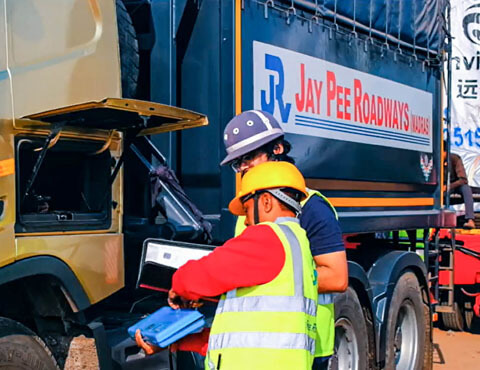 JSW Best Route Survey Award 2024 trophy presented to Jay Pee Roadways Madras Pvt. Ltd. by JSW Renewable Energy (Dolvi) Limited
