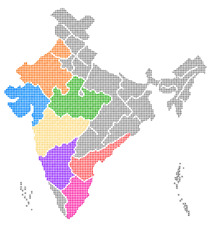 Map of Jay Pee Roadways service locations across India